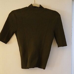 Olive Ribbed Women's Top